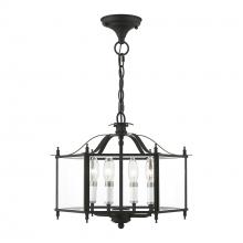  4398-04 - 4 Light Black with Brushed Nickel Accents Convertible Pendant / Semi-Flush