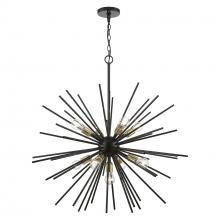  46176-68 - 9 Light Shiny Black with Polished Brass Accents Foyer Pendant Chandelier