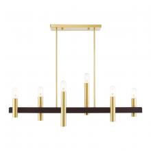  46866-12 - 6 Lt Satin Brass & Bronze Linear Chandelier