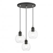  48973-04 - 3 Light Black with Brushed Nickel Accents Sphere Multi Pendant