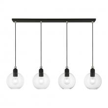  48976-04 - 4 Light Black with Brushed Nickel Accents Sphere Linear Chandelier