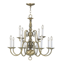  5012-01 - 12 Light Antique Brass Chandelier