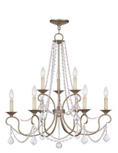  6519-73 - 9 Light Antique Silver Leaf Chandelier