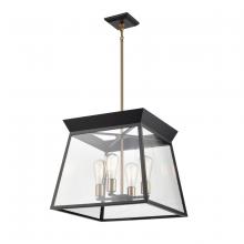  AC11852BK - Lucian 4 Light Chandelier 18" Diameter Black and Brushed Brass