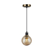  AC11870AM - Gem Collection 1-Light Pendant with Amber Glass Black and Brushed Brass