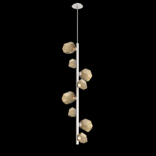  CHB0039-T8-BS-B-001-L3 - Gem 8pc Twisted Vine-Beige Silver-Bronze Blown Glass-Threaded Rod Suspension-LED 3000K