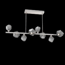  PLB0039-T8-BS-S-001-L3 - Gem 8pc Twisted Branch-Beige Silver-Smoke Blown Glass-Threaded Rod Suspension-LED 3000K