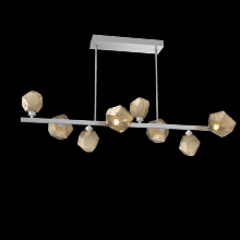  PLB0039-T8-CS-B-001-L3 - Gem 8pc Twisted Branch-Classic Silver-Bronze Blown Glass-Threaded Rod Suspension-LED 3000K