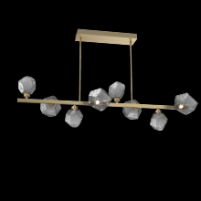  PLB0039-T8-GB-S-001-L3 - Gem 8pc Twisted Branch-Gilded Brass-Smoke Blown Glass-Threaded Rod Suspension-LED 3000K