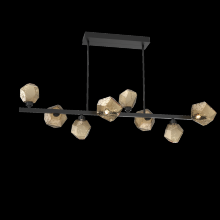  PLB0039-T8-MB-B-001-L1 - Gem 8pc Twisted Branch-Matte Black-Bronze Blown Glass-Threaded Rod Suspension-LED 2700K