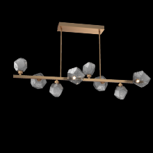  PLB0039-T8-NB-S-001-L1 - Gem 8pc Twisted Branch-Novel Brass-Smoke Blown Glass-Threaded Rod Suspension-LED 2700K