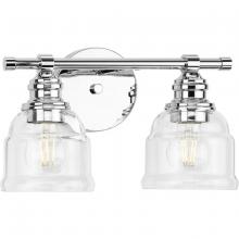  P300374-015 - Ambrose Collection Two-Light Farmhouse Polished Chrome Clear Glass Bath Vanity Light