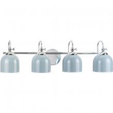  P300384-015 - Dalton Collection Four-Light Farmhouse Polished Chrome Metal Shade Bath Vanity Light