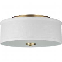  P350130-012 - Inspire Collection Two-Light Satin Brass Summer Linen Shade New Traditional Flush Mount Light