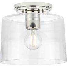  P350213-104 - Adley Collection One-Light Polished Nickel Clear Glass New Traditional Flush Mount Light