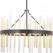  P400176-031 - Orrizo Collection Six-Light Matte Black Clear Glass Luxe Chandelier Light