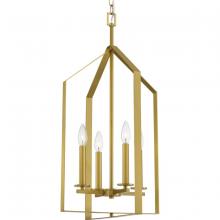  P500432-191 - Vertex Collection Four-Light Brushed Gold Contemporary Foyer Light