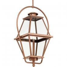  P550138-169 - Bradshaw Collection One-Light Antique Copper Clear Glass Transitional Outdoor Hanging Lantern