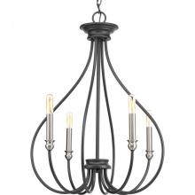  P400029-143 - Whisp Collection Four-Light Graphite Farmhouse Chandelier Light