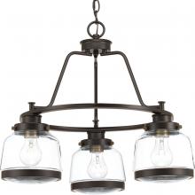  P400057-020 - Judson Collection Three-Light Antique Bronze Clear Glass Farmhouse Chandelier Light