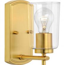  P300154-012 - Adley Collection One-Light Satin Brass Clear Glass New Traditional Bath Vanity Light