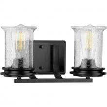  P300273-031 - Winslett Collection Two-Light Matte Black Clear Seeded Glass Coastal Bath Vanity Light