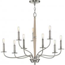  P400200-009 - Durrell Collection Nine-Light Brushed Nickel Coastal Chandelier Light