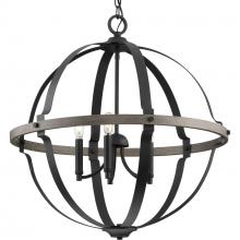  P500279-031 - Lockhart Collection Five-Light Matte Black/Aged Oak Farmhouse Style Hanging Pendant Light