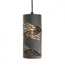  240M01MBFG - Flow 1-Lt Cylinder Mini Pendant - Matte Black/French Gold