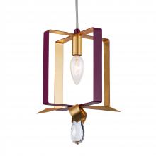  263M01SPLGL - Posh 1-Lt Square Mini Pendant - Plum/Gold Leaf