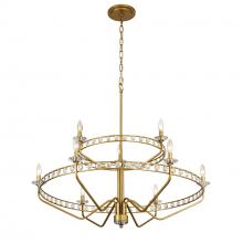  363C09AG - Monroe 9-Lt 2-Tier Chandelier - Antique Gold