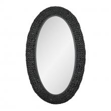  457MI24MBB - Athena 24x40 Oval Wall Mirror - Matte Black/Black Seagrass