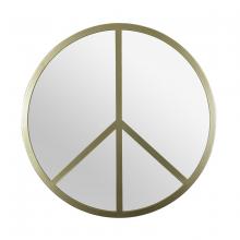  4DMI0118 - Paz 30-in Round Peace Sign Accent Mirror in Gold