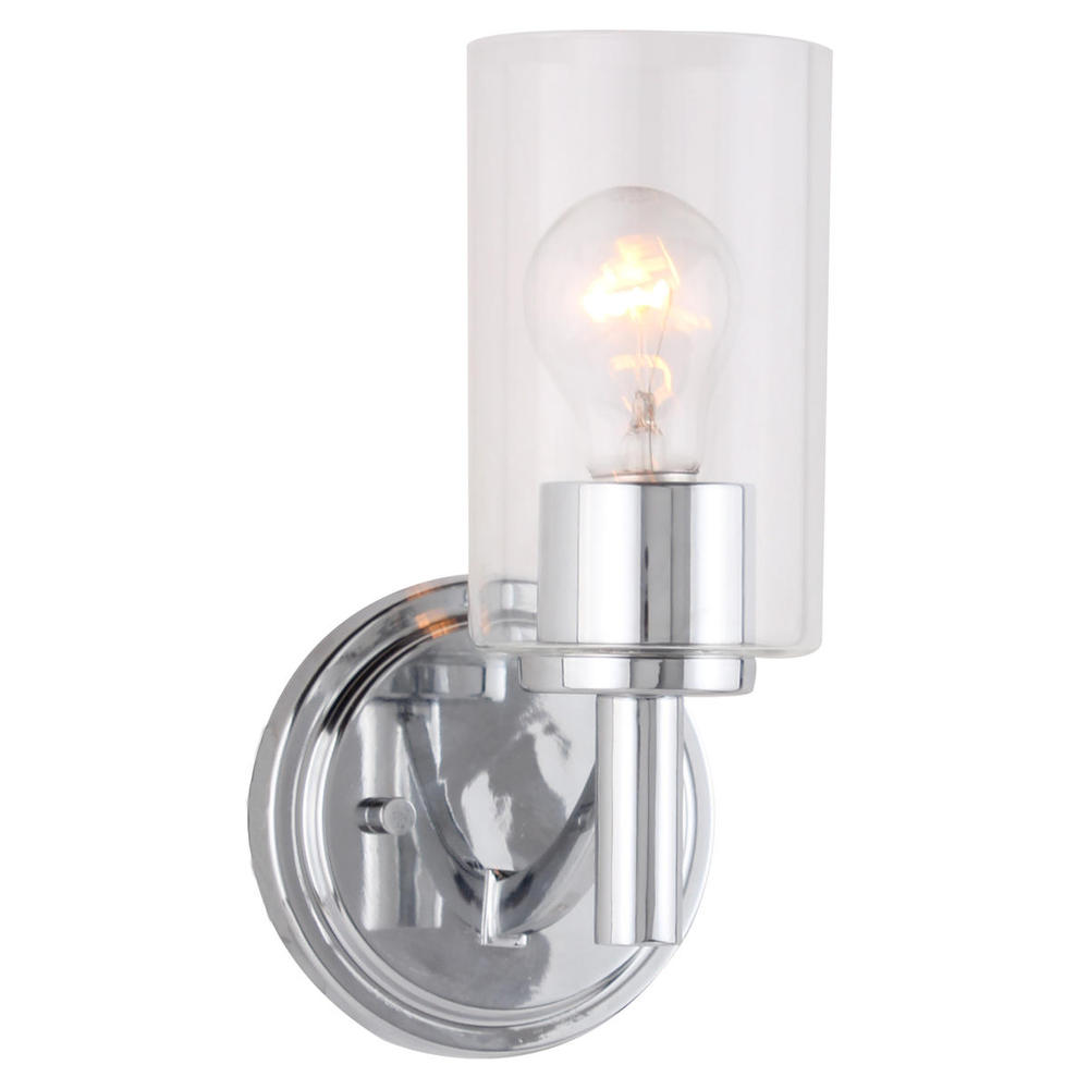 1x60W Wall Sconce w/ Chrome Finish & Clear Class