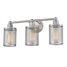  203462A - 3x60W Bath Light w/ Brushed Nickel Finish & Metal Cage Shades