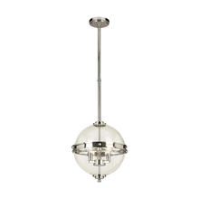  204701A - 3 LT Pendant with a Chrome Finish and Clear Glass 60W B10 Bulbs