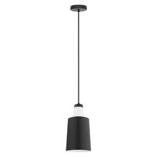  96801A - 1x60W Mini Pendant w/ a Black & white Finish & White Glass