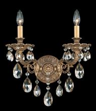  5642-48S - Milano 2 Light 120V Wall Sconce in Antique Silver with Clear Crystals from Swarovski