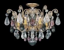  3584-48OS - Renaissance Rock Crystal 6 Light 120V Semi-Flush Mount in Antique Silver with Olivine & Smoke Quar