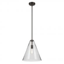  42200OZCS - Everly 15.5" 1-Light Cone Pendant with Clear Seeded Glass in Olde Bronze