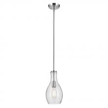  42456CHCS - Everly 13.75" 1-Light Bell Pendant with Clear Seeded Glass in Chrome