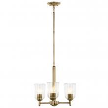  43670NBRCLR - Shailene 15.25" 3-Light Mini Chandelier with Clear Glass in Natural Brass