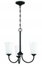  50423-FB-WG - Gwyneth 3 Light Chandelier in Flat Black (White Glass)