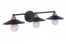  12529FBSB3 - Isaac 3 Light Vanity in Flat Black/Satin Brass