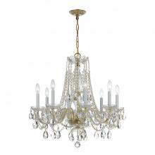  1138-PB-CL-SAQ - Traditional Crystal 8 Light Spectra Crystal Polished Brass Chandelier