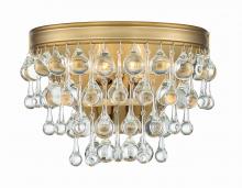  132-VG - Calypso 2 Light Crystal Teardrop Vibrant Gold Sconce