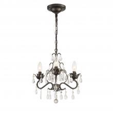  4534-EB-CL-S - Paris Market 3 Light Swarovski Strass Crystal English Bronze Mini Chandelier