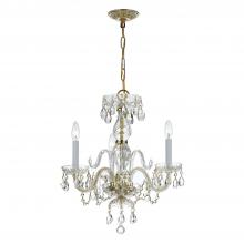  5044-PB-CL-SAQ - Traditional Crystal 3 Light Spectra Crystal Polished Brass Mini Chandelier