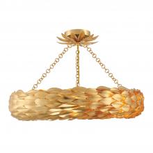  536-GA_CEILING - Broche 6 Light Antique Gold Semi Flush Mount