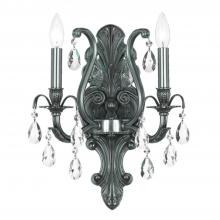  5563-PW-CL-SAQ - Dawson 2 Light Spectra Crystal Pewter Sconce